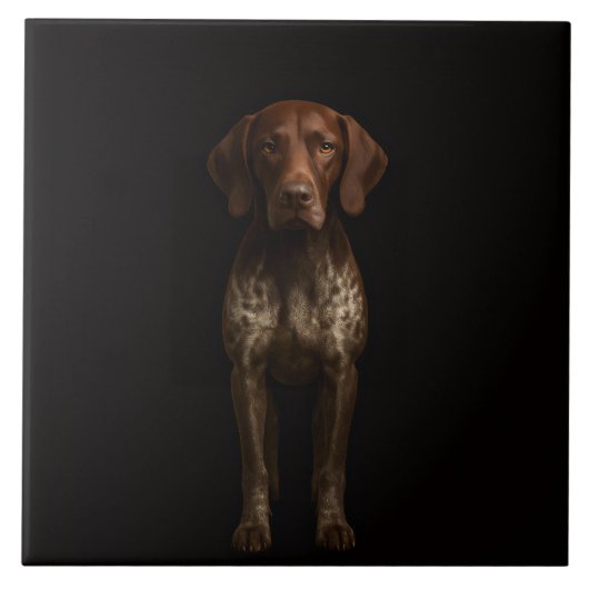 Black 4 Luxe Tile with German Pointer Dog Tegeltje (Voorkant)