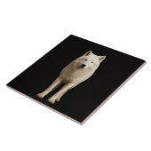 Black 4 Luxe Tile with Ivory Arctic Wolf Tegeltje (Zijkant)