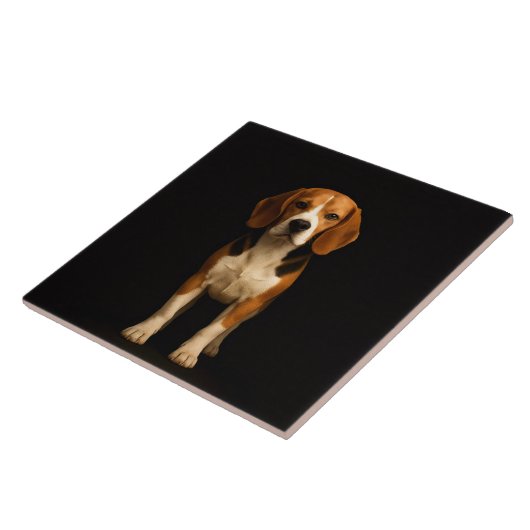 Black 4 Luxe Tile with Kind Beagle Tegeltje (Zijkant)