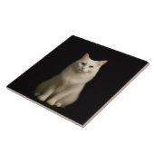 Black 4 Luxe Tile with Turkish Angora Cat Tegeltje (Zijkant)