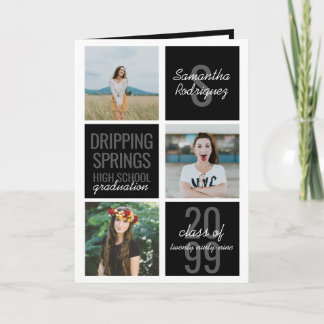 Black 4-Photo Fun Boxes Afstuderen Invitation