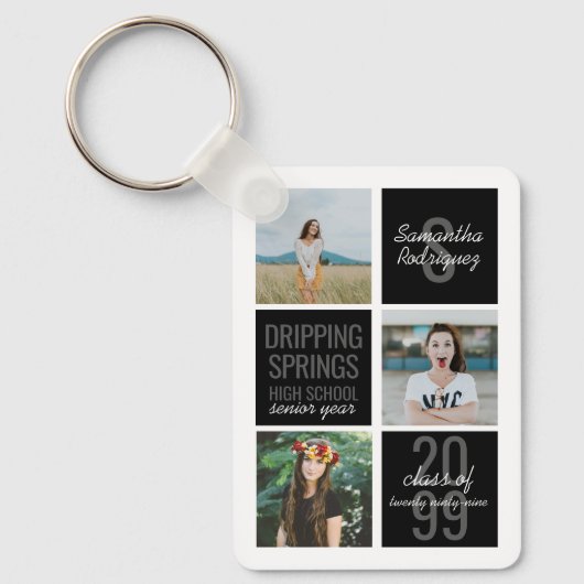 Black 4-Photo Fun Boxes Class Year Sleutelhanger (Voorkant)