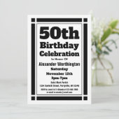 Black 50th Birthday Invitation (Debout devant)