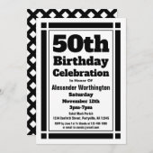 Black 50th Birthday Invitation (Devant / Derrière)