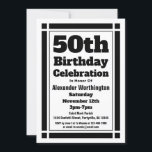 Black 50th Birthday Invitation<br><div class="desc">Envoyez des invitations à une célébration du 50e anniversaire avec cette Invitation du 50e anniversaire noir. Il peut être customisé avec vos informations personnelles.</div>
