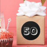 Black 50th Birthday - Stickers Anniversaires de 50<br><div class="desc">50e anniversaire thématique,  noir et blanc sur le thème de la colline Fête Favor et décoration de fête.</div>