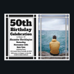Black 50th Photo Anniversaire Fête Invitation<br><div class="desc">Envoyez cette 50ème photo Black Invitation anniversaire à tous vos amis et votre famille. Customisez avec vos informations de fête et votre photo préférée.</div>