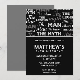 Black 54e anniversaire invitation pour lui Myth Le
