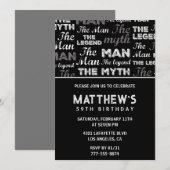 Black 59e anniversaire invitation pour lui Myth Le (Devant / Derrière)