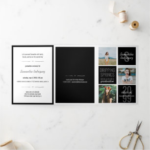 Black 5-Photo Fun Boxes Afstuderen Drieluik Uitnodiging