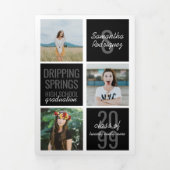 Black 5-Photo Fun Boxes Afstuderen Drieluik Uitnodiging (Cover)
