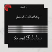 Black 60th Birthday Party Invitation (Devant / Derrière)