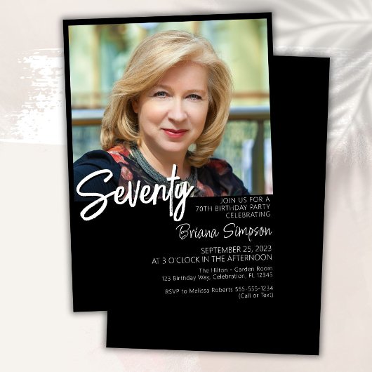 Black 70e anniversaire Invitation photo