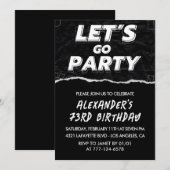 Black 73e anniversaire invitations Hommes Blanc (Devant / Derrière)