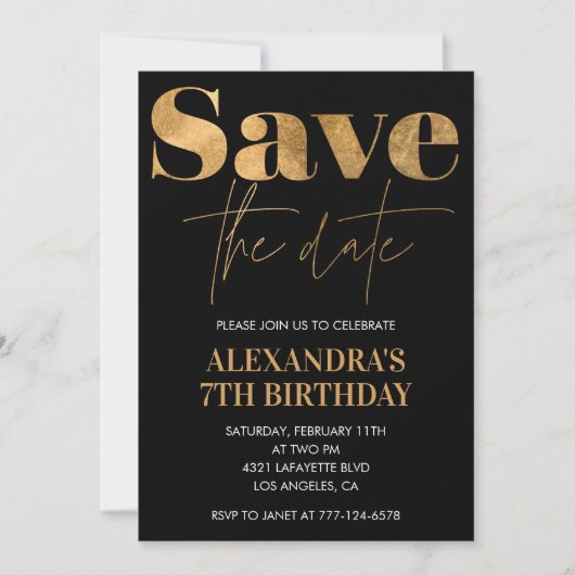 Black 7th anniversaire invitations Enregistrer la  (Devant)