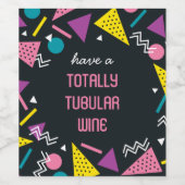 Black 80s Motif Étiquette de vin (Étiquettes simples)