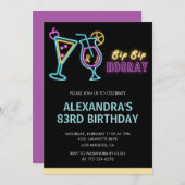 Black 83e anniversaire invitations Cocktail Neon G (Devant / Derrière)