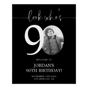 Black 90e Affiche de bienvenue d'anniversaire   Re