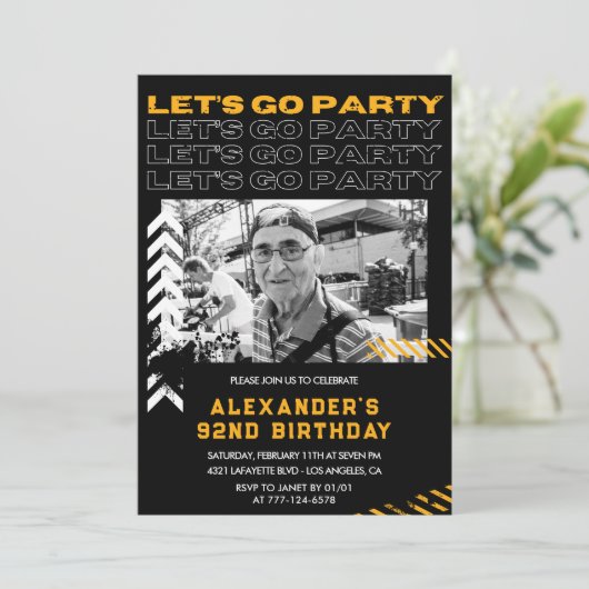 Black 92e anniversaire invitations Hommes (Debout devant)