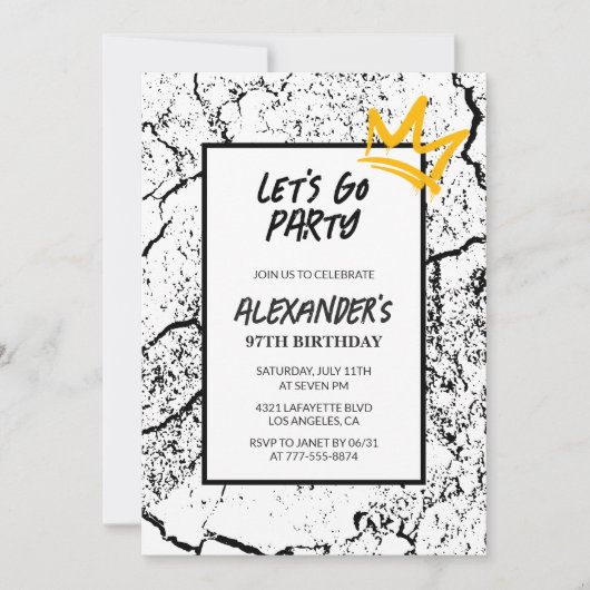 Black 97e anniversaire invitation Hommes Hip hop (Devant)