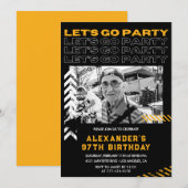 Black 97e anniversaire invitations Hommes (Devant / Derrière)