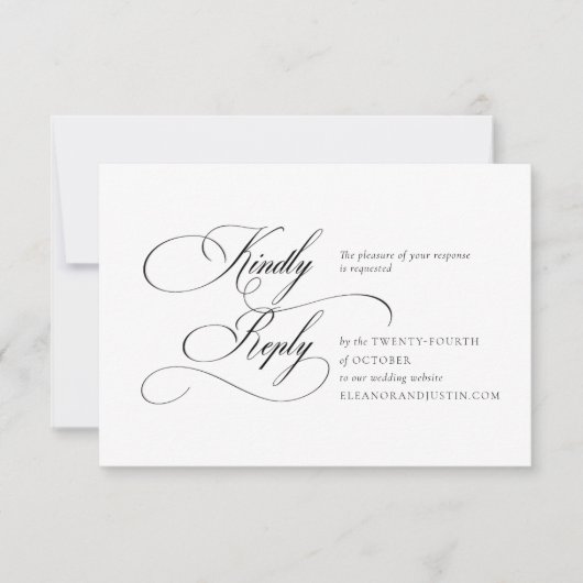 Black "A" Monogram Wedding RSVP Card (Devant)