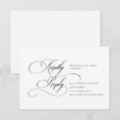 Black "A" Monogram Wedding RSVP Card (Devant / Derrière)