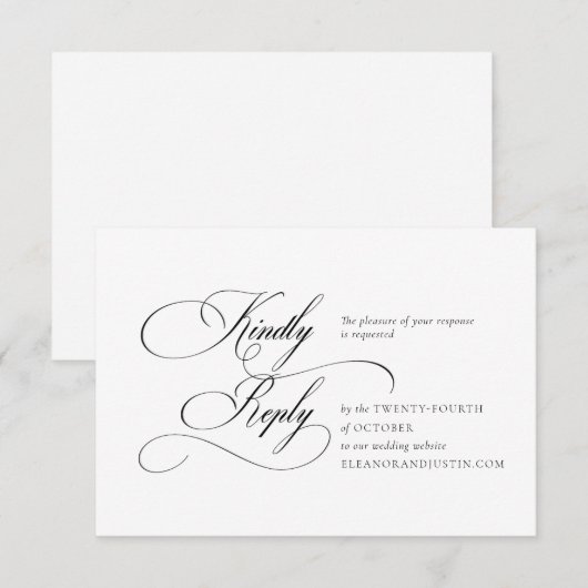 Black "A" Monogram Wedding RSVP Card (Devant / Derrière)