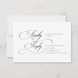 Black "A" Monogram Wedding RSVP Card Kaartje