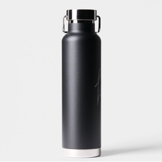 Black | Aangepaste naam monogram script Stijlvol Waterfles (Voorkant)