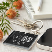 Black | Aangepaste QR-code Business Logo Social Me Sleutelhanger (Voorkant Rechts)