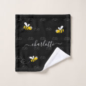 Black abeilles été amusant humour monogramme (Gant de toilette)