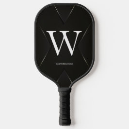 Black Abstract Custom Text Name Pickleball Paddle