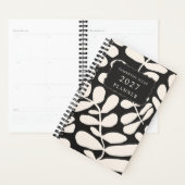 Black Abstract Tropical Palm Leaves Pattern Planner (Display)