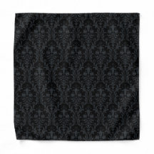 Black Acanthus Floral Damask Wedding Pocket Square