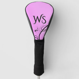 Black Accent op roze monogram Golfheadcover