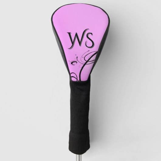 Black Accent op roze monogram Golfheadcover (Voorkant)