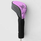 Black Accent op roze monogram Golfheadcover (Schuin)