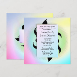 Black Accents on a Festive Wedding Invitation Kaart