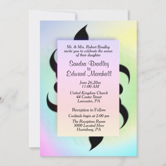 Black Accents on Rainbow Wedding Invitation Kaart (Voorkant)