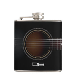 Black Acoustic Guitar Monogram Music Flask Heupfles