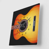 Black Acoustic Guitar Vierkante Klok (Hoek)