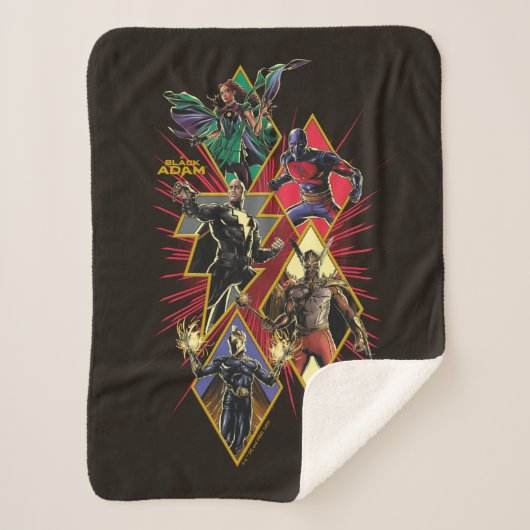 Black Adam Character Diamond Burst Graphic Sherpa Deken (Voorkant)