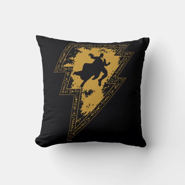 Black Adam Distress Lightning Bolt Kussen (Voorkant)
