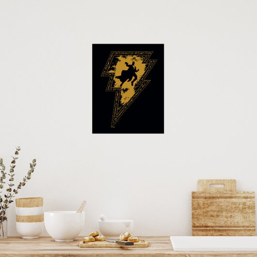 Black Adam Distress Lightning Bolt Poster (Keuken)