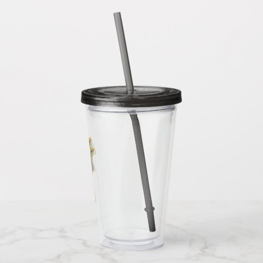 Black Adam Grey en Gold Lightning Graphic Acryl Drinkbeker (Links)
