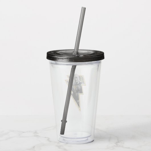 Black Adam Grey en Gold Lightning Graphic Acryl Drinkbeker (Achterkant)