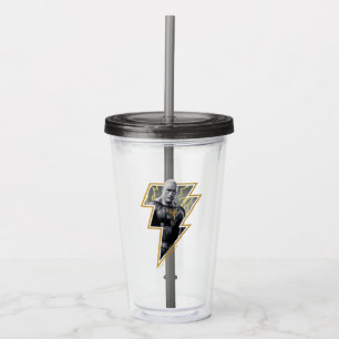Black Adam Grey en Gold Lightning Graphic Acryl Drinkbeker