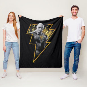 Black Adam Grey en Gold Lightning Graphic Fleece Deken