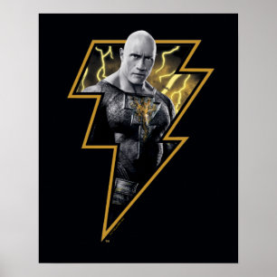Black Adam Grey en Gold Lightning Graphic Poster